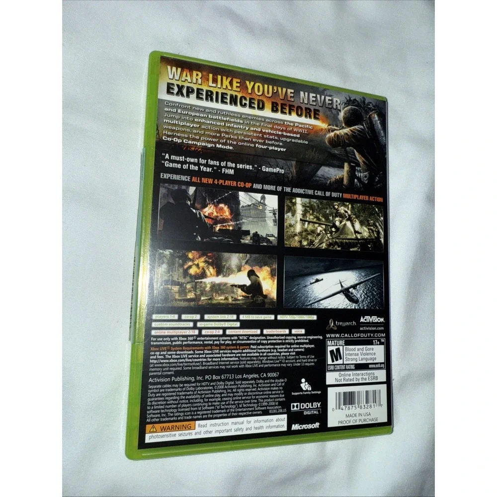 Call of Duty:‎ World at War - Microsoft Xbox 360 CIB Complete Tested & Working